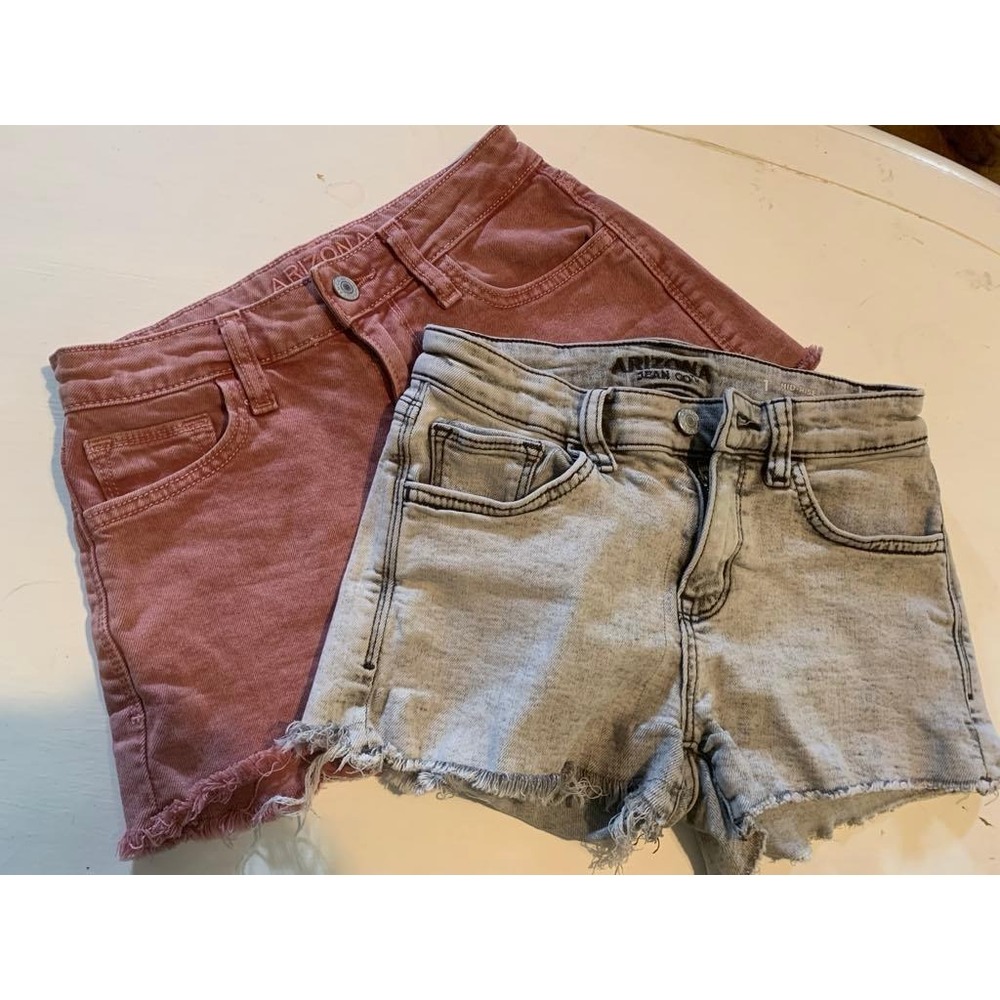 Vintage Y2K, Arizona Denim Shorts Bundle, Pink & Gray, Frayed Hem, Mid Rise sz 1